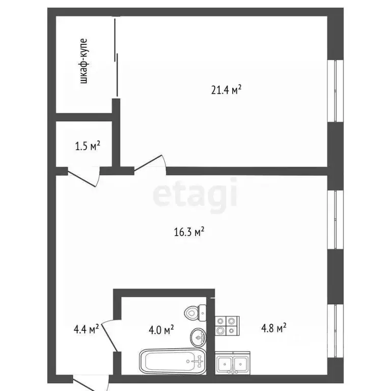2-к кв. Самарская область, Самара Красноармейская ул., 19 (52.0 м) - Фото 0
