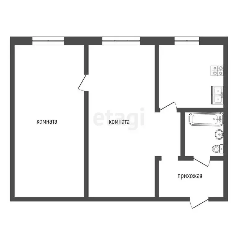 2-комнатная квартира: посёлок Большевик, улица Ленина, 30 (43.1 м) - Фото 0