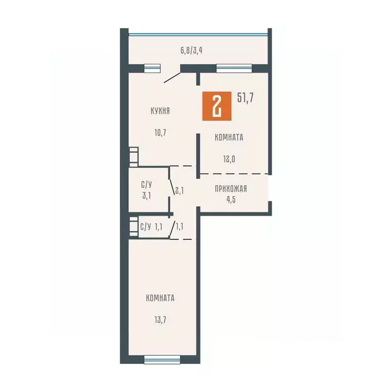 2-к кв. Курганская область, Курган ул. Коли Мяготина, 34Бк1 (52.0 м) - Фото 1