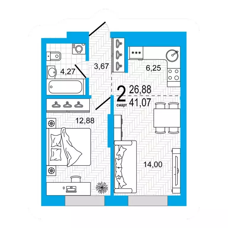 1-комнатная квартира: Уфа, Советский район (41.07 м) - Фото 2