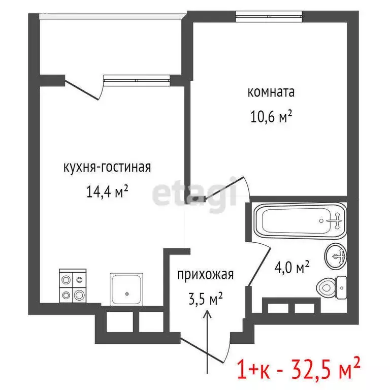 1-комнатная квартира: Екатеринбург, улица 8 Марта, 204Д (32.5 м) - Фото 0