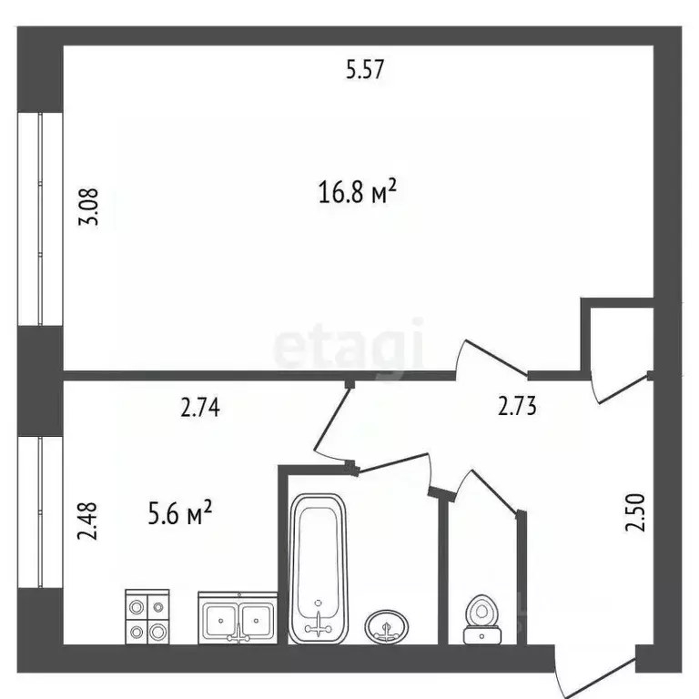 1-к кв. Пермский край, Пермь ул. Добролюбова, 16 (30.0 м) - Фото 2