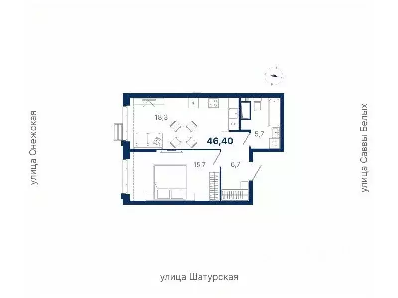1-к кв. Свердловская область, Екатеринбург ул. Шатурская (46.4 м) - Фото 0