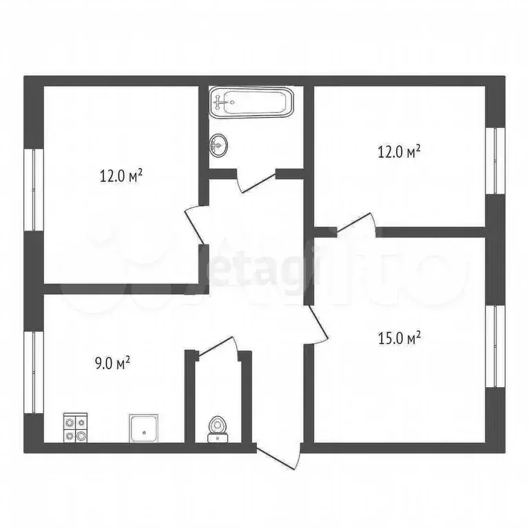3-к. квартира, 62 м, 1/5 эт. - Фото 0