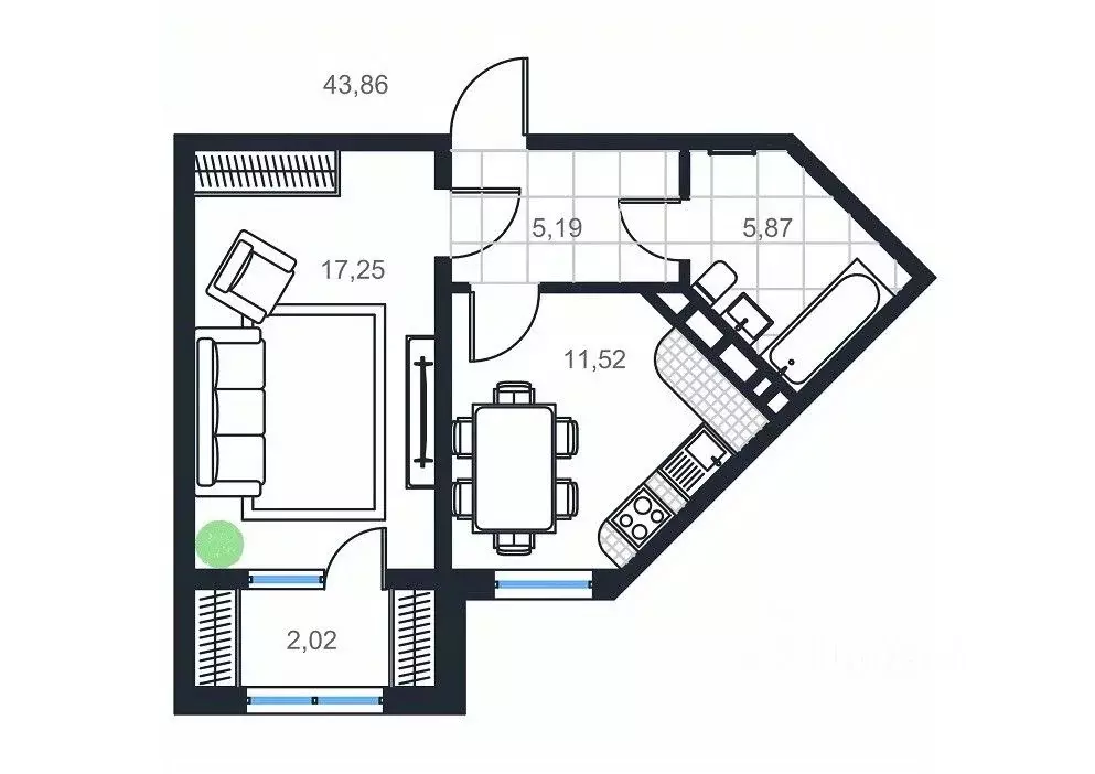 1-к кв. Дагестан, Каспийск просп. Акулиничева (43.86 м) - Фото 0