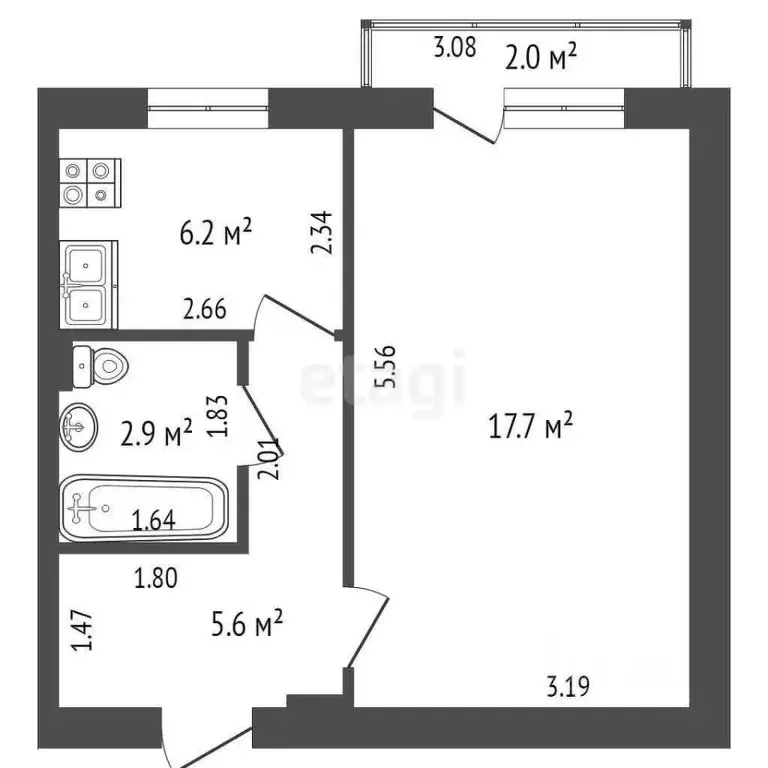 1-к кв. Ростовская область, Батайск ул. Куйбышева, 186 (33.0 м) - Фото 1