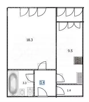 1-к. квартира, 35,9 м, 7/9 эт. - Фото 0