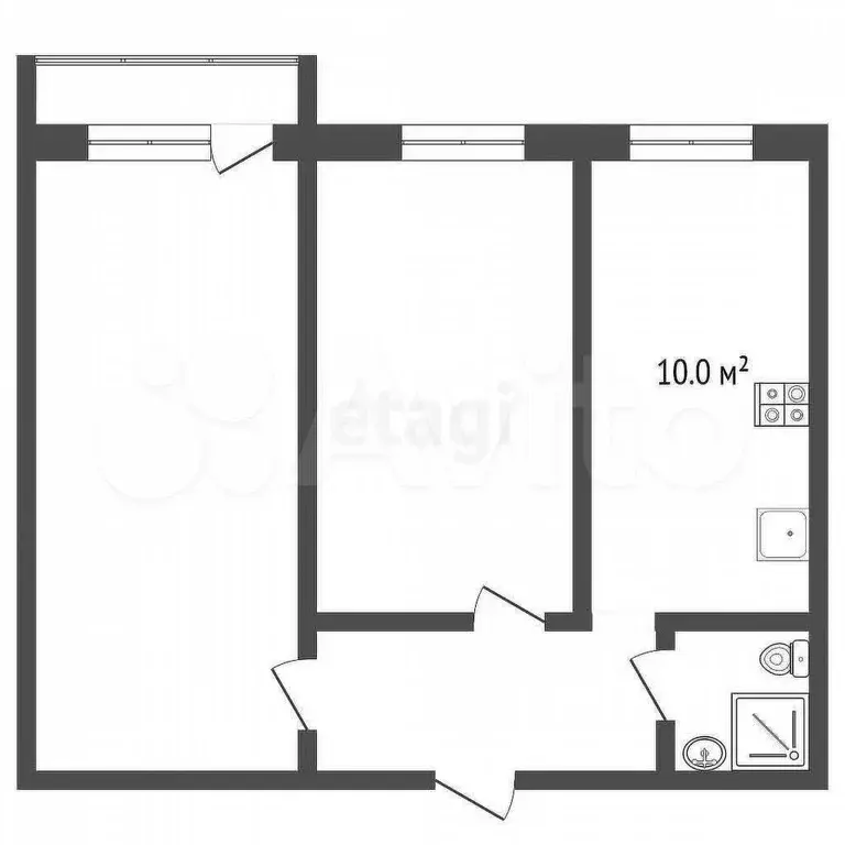 2-к. квартира, 52,4 м, 10/10 эт. - Фото 0