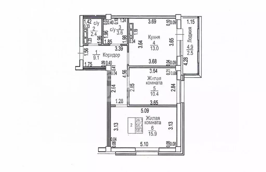 2-к кв. Кировская область, Киров ул. Ивана Попова, 87 (54.4 м) - Фото 2
