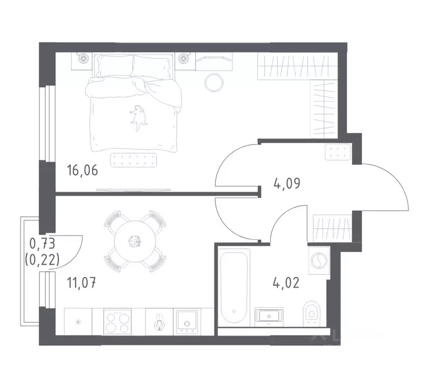 1-к кв. Башкортостан, Уфа ул. Минигали Губайдуллина, 8к9 (35.46 м) - Фото 1