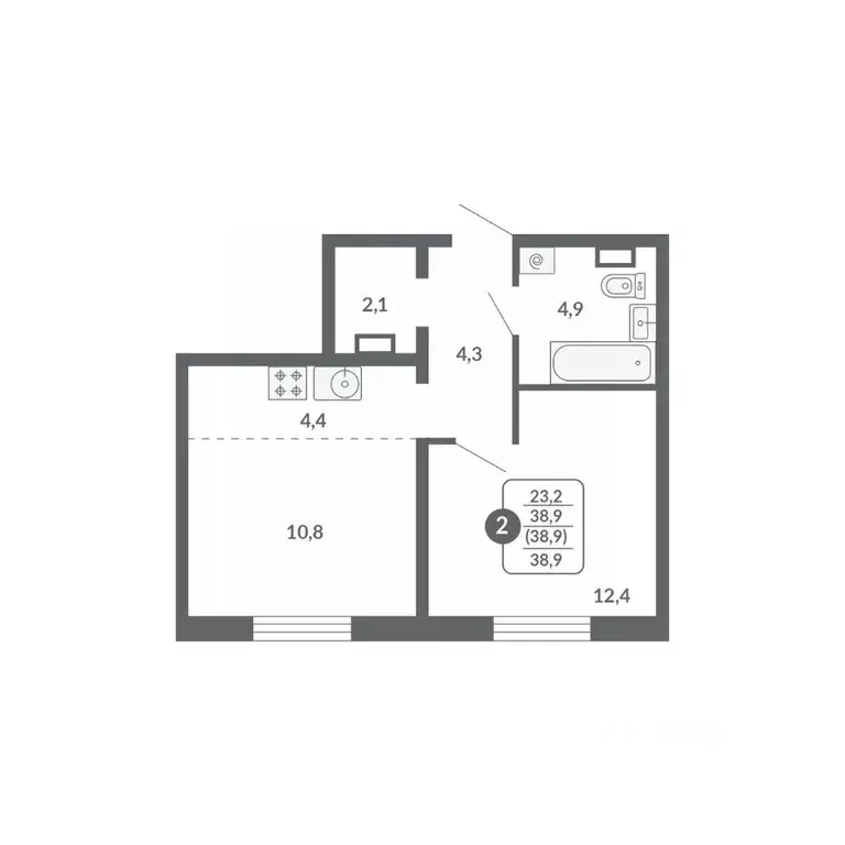 2-к кв. Кировская область, Киров ул. Потребкооперации, 34 (38.9 м) - Фото 1