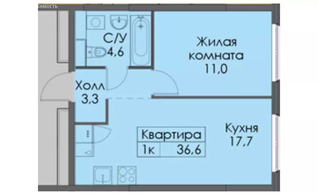1-комнатная квартира: Санкт-Петербург, Шкиперский проток, 19 (36.6 м) - Фото 0