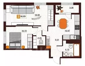 2-к кв. Оренбургская область, Оренбург Северный жилрайон, Фамильные ... - Фото 1