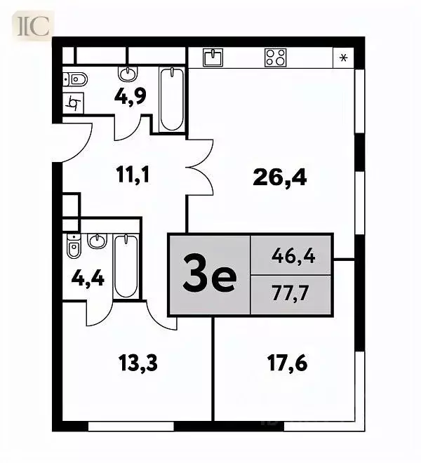 3-к кв. Москва Фестивальная ул., 29 (79.0 м) - Фото 1