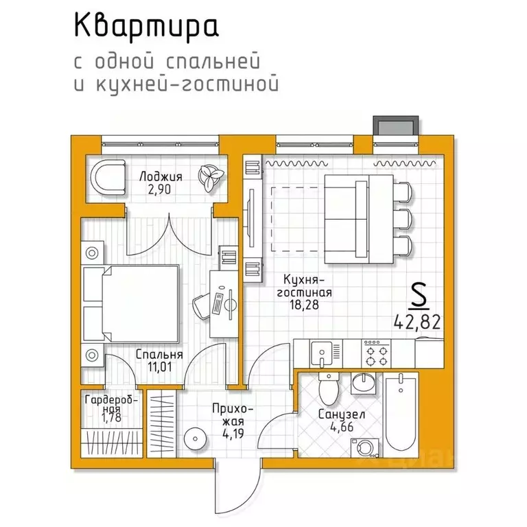 1-к кв. Тульская область, Тула городской округ, пос. Молодежный 5 ... - Фото 0