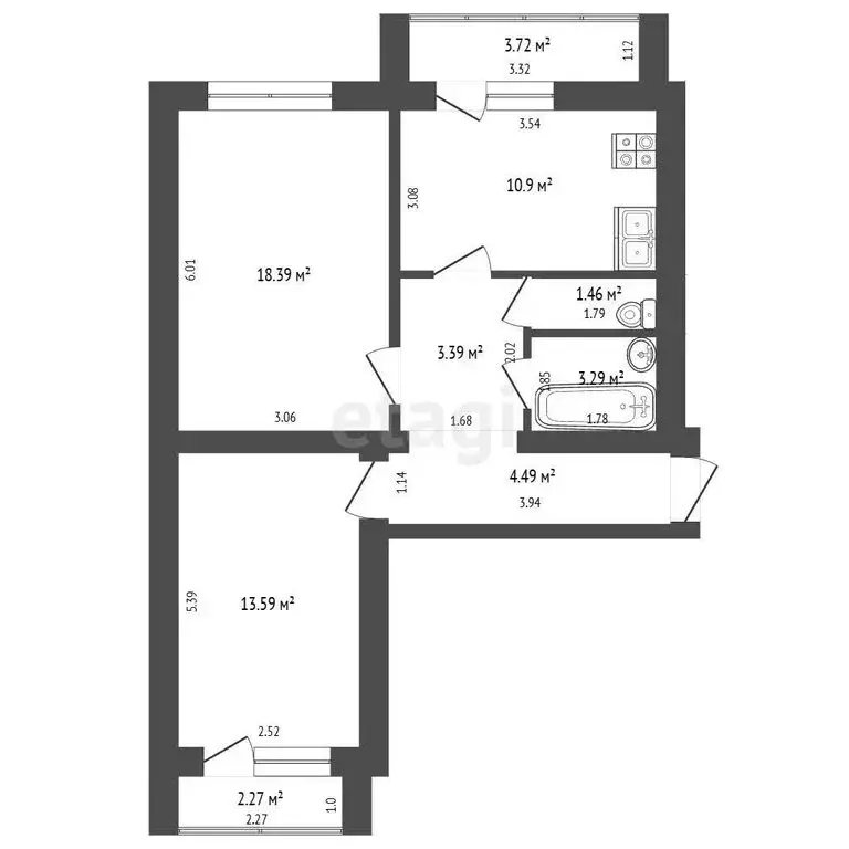 2-комнатная квартира: Самара, проспект Карла Маркса, 59А (57.2 м) - Фото 1