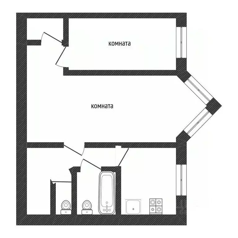 2-к кв. Ленинградская область, Кириши просп. Героев, 23 (42.9 м) - Фото 1