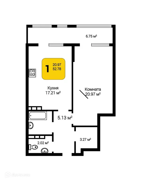Продаётся 1-к квартира, 56.12 м - Фото 0