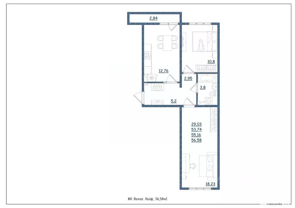 2-к кв. Тверская область, Тверь Новочеркасская ул., 49 (56.58 м) - Фото 1