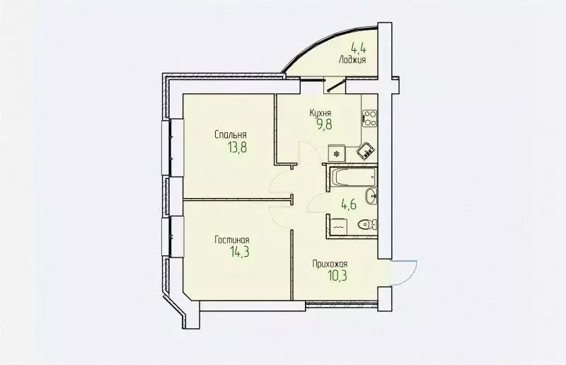 2-к кв. Кировская область, Киров Полевая ул., 11 (55.0 м) - Фото 1