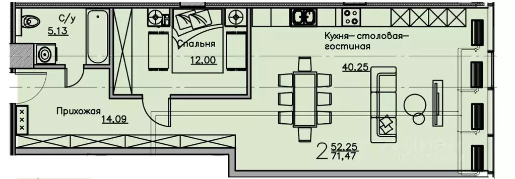 1-к кв. Воронежская область, Воронеж ул. Куколкина, 18 (71.47 м) - Фото 0