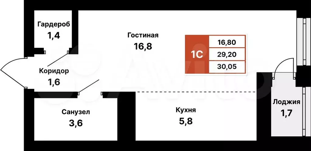 Квартира-студия, 30,1 м, 22/25 эт. - Фото 0