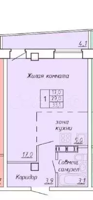 Квартира-студия, 33,1 м, 9/9 эт. - Фото 0