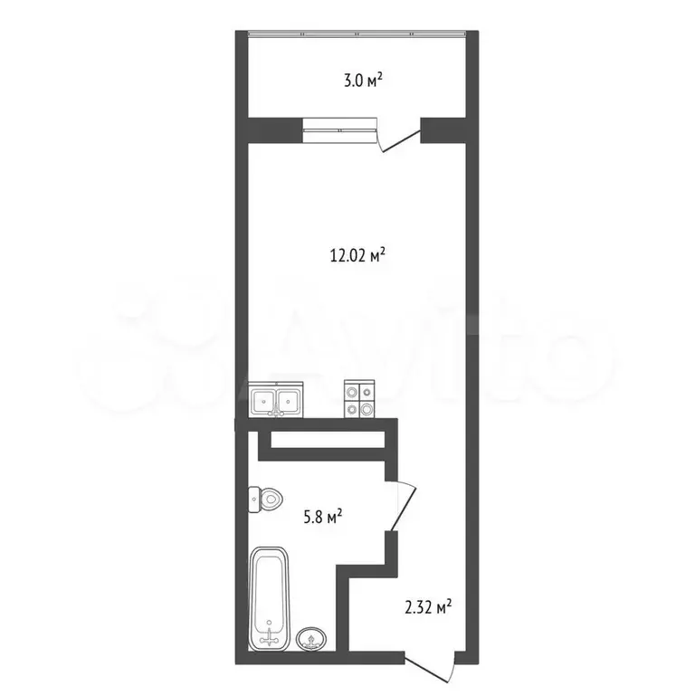 Квартира-студия, 18,8 м, 2/16 эт. - Фото 0