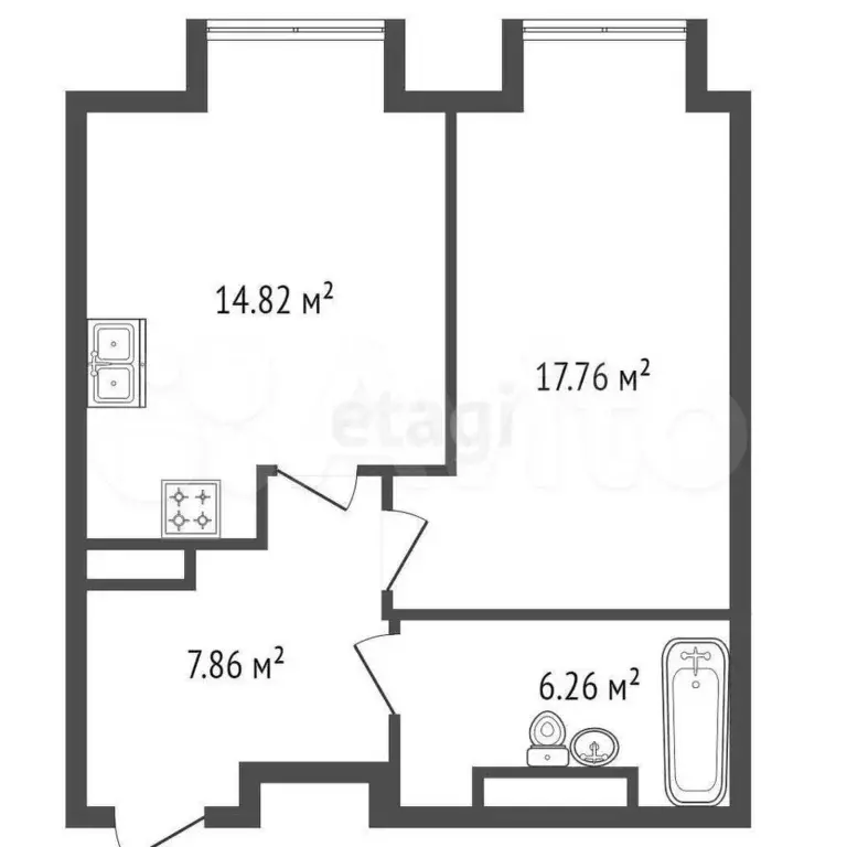 1-к. квартира, 50 м, 7/8 эт. - Фото 0