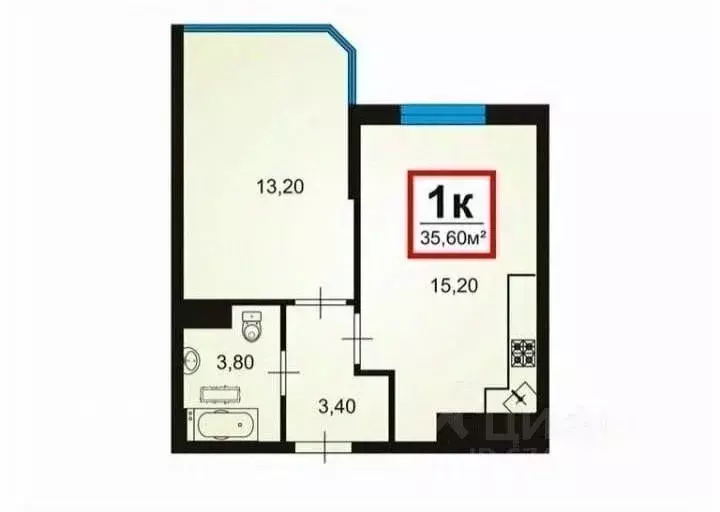 1-к кв. Краснодарский край, Анапа Анапское ш., 32к4 (35.8 м) - Фото 2