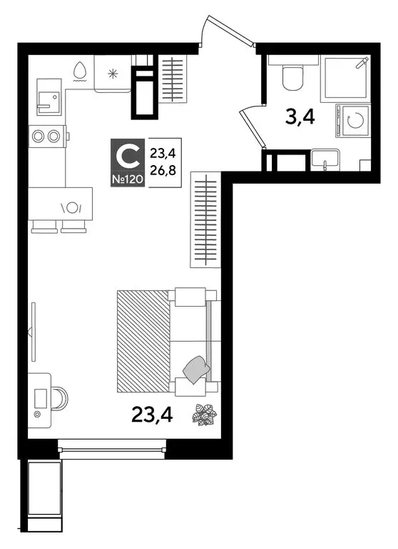 Квартира-студия: Краснодар, микрорайон Догма Парк (26.8 м) - Фото 0