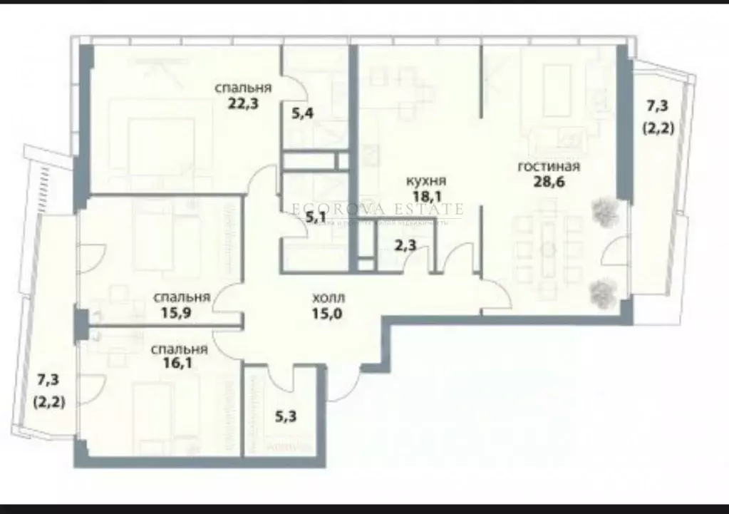 4-к кв. Москва ул. Янковского, 1к2 (137.9 м) - Фото 2