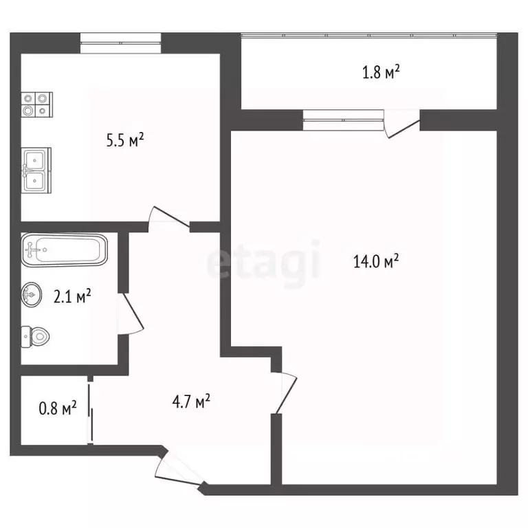 1-к кв. Севастополь пос. Любимовка, ул. Софьи Перовской, 53 (28.9 м) - Фото 2