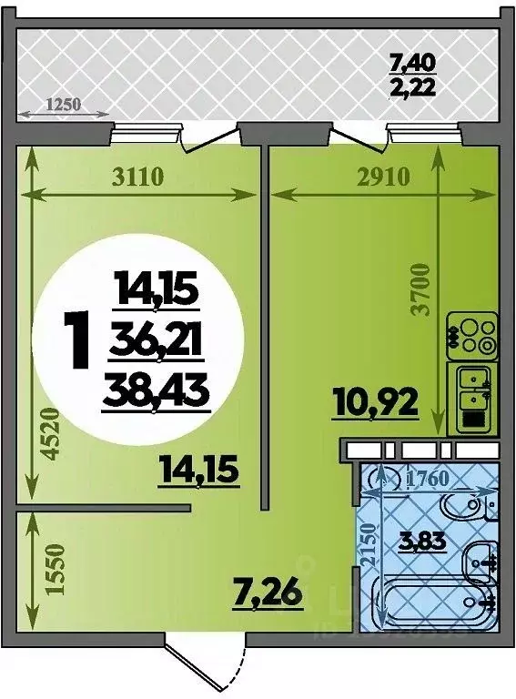 1-к кв. Краснодарский край, Краснодар ул. Генерал-лейтенанта ... - Фото 1