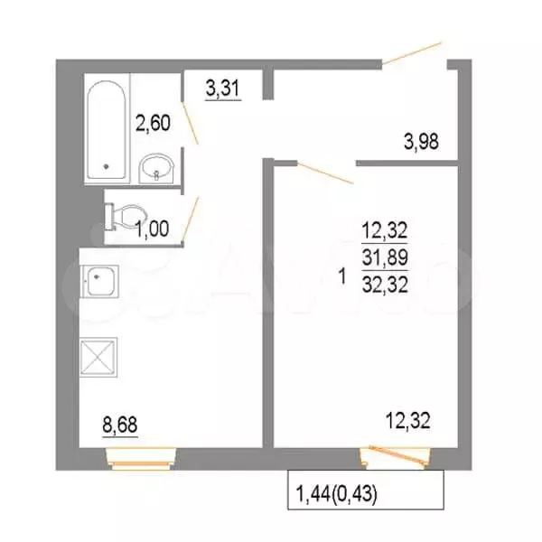 10 и более-к. квартира, 33 м, 9/10 эт. - Фото 0