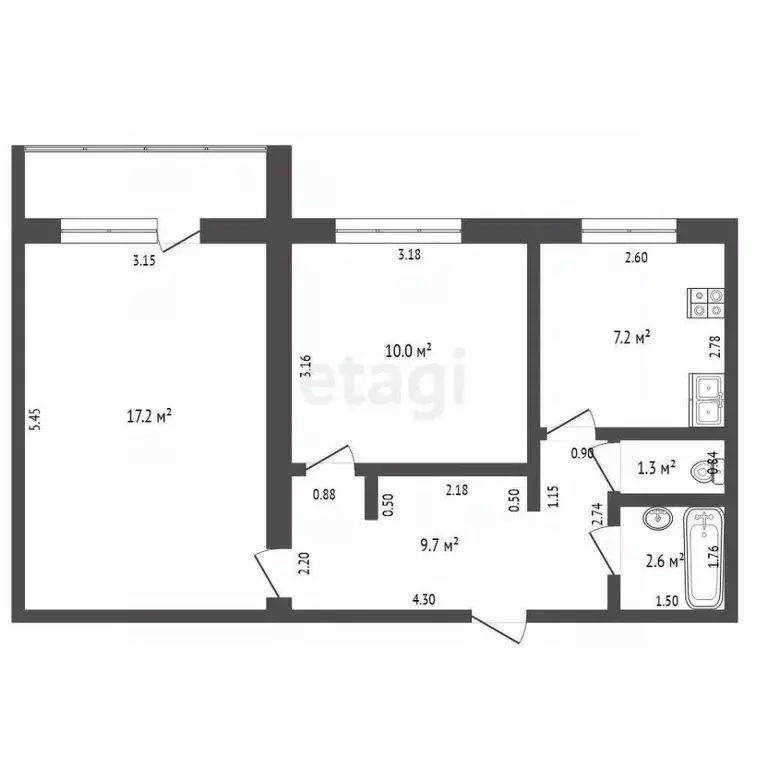 2-к кв. Мордовия, Ковылкино ул. Гагарина, 3 (48.0 м) - Фото 1
