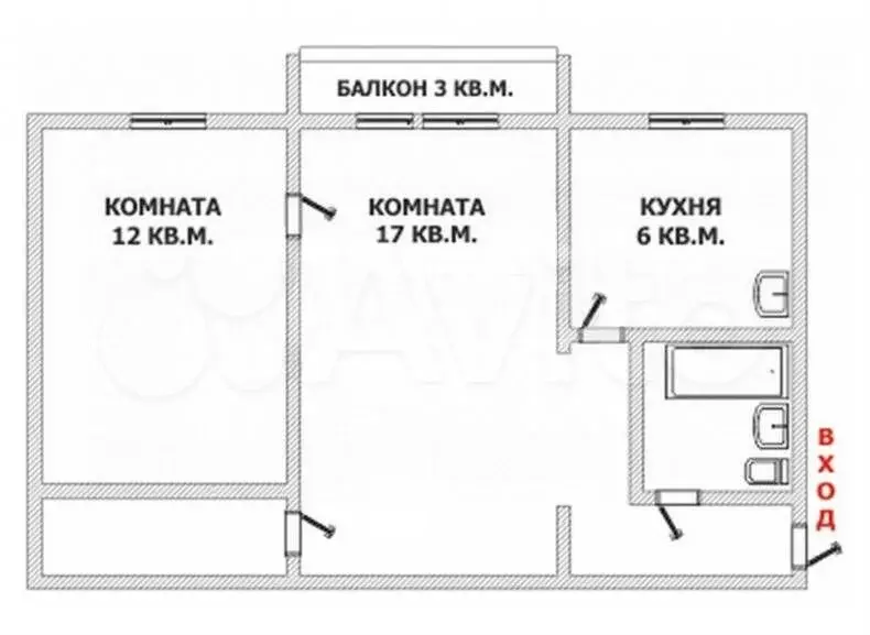 2-к. квартира, 42 м, 4/5 эт. - Фото 0