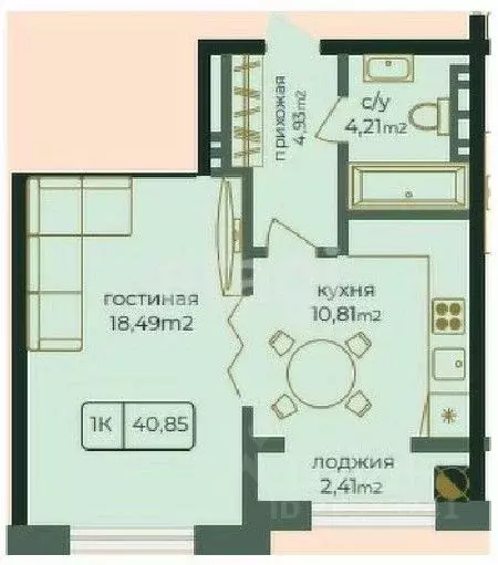 1-к кв. Дагестан, Каспийск просп. Акулиничева (40.85 м) - Фото 0