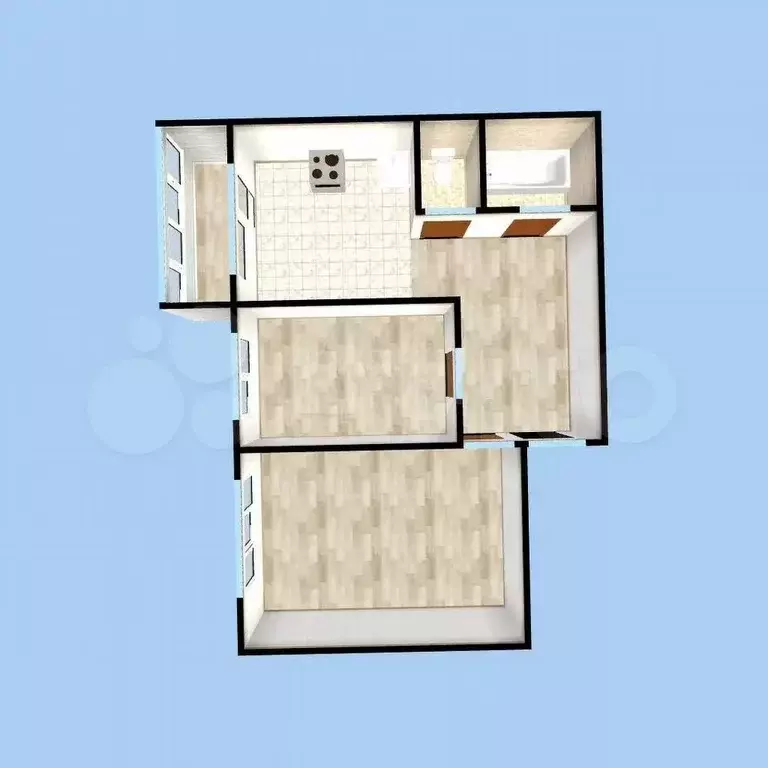 2-к. квартира, 51,2 м, 7/9 эт. - Фото 0