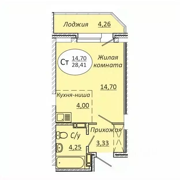 Студия Новосибирская область, Новосибирск 2-я Воинская ул., 51 (28.41 ... - Фото 0