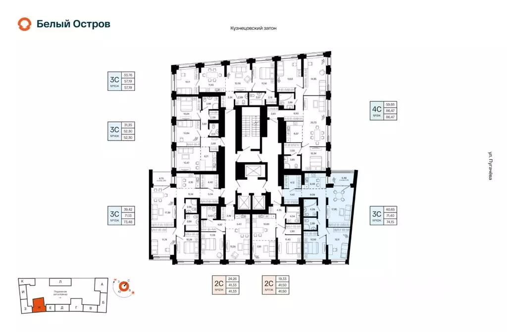 3-к кв. Башкортостан, Уфа Кузнецовский Затон мкр, ЖК Первый остров,  ... - Фото 2