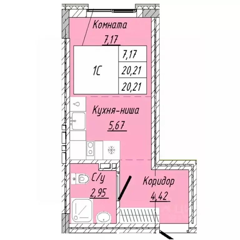 1-к кв. Омская область, Омск ул. 2-я Дачная (20.21 м) - Фото 0