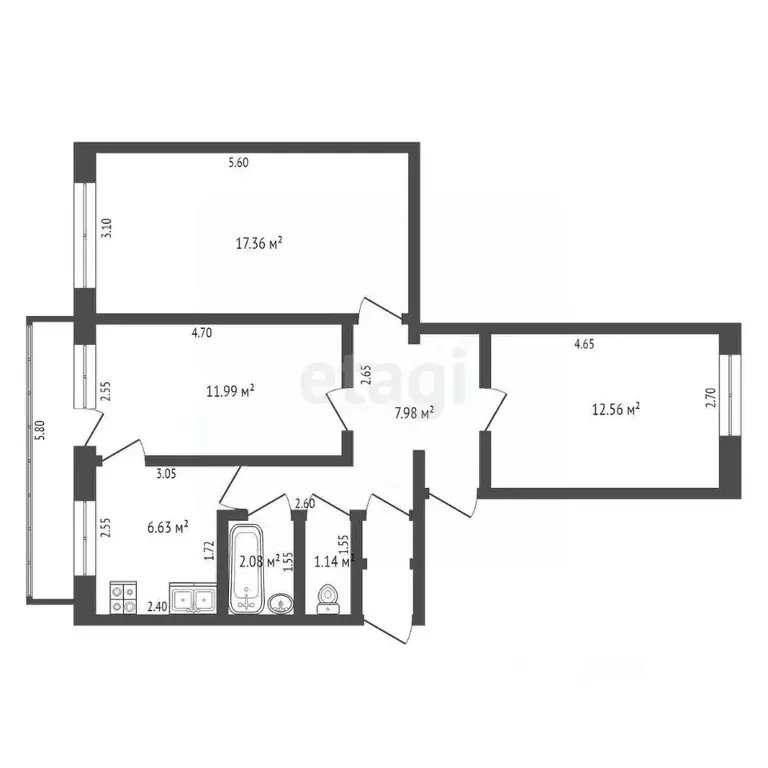 3-к кв. Крым, Кировский район, Первомайское с/пос, с. Первомайское ул. ... - Фото 2