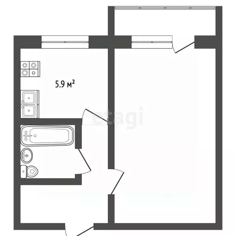 1-к кв. Архангельская область, Новодвинск Солнечная ул., 17 (30.5 м) - Фото 1