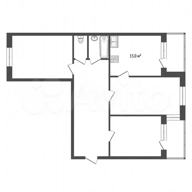 3-к. квартира, 122 м, 3/6 эт. - Фото 0