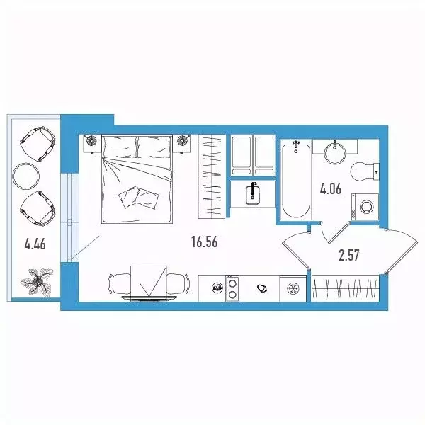 Студия Санкт-Петербург ул. Тельмана, 37 (24.53 м) - Фото 0