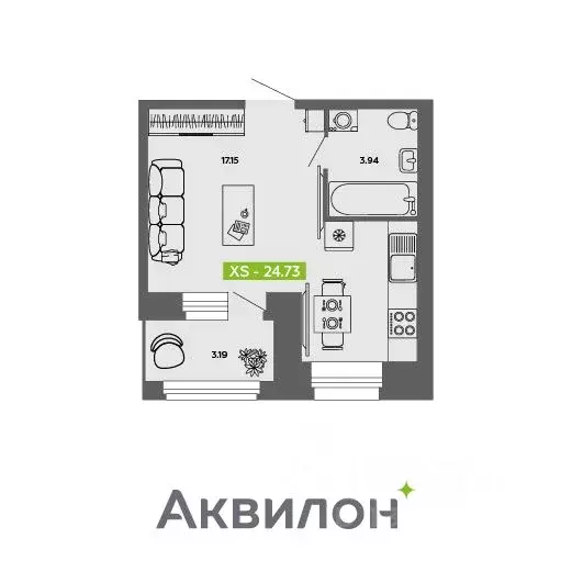 Студия Архангельская область, Архангельск Аквилон Роса жилой комплекс ... - Фото 0