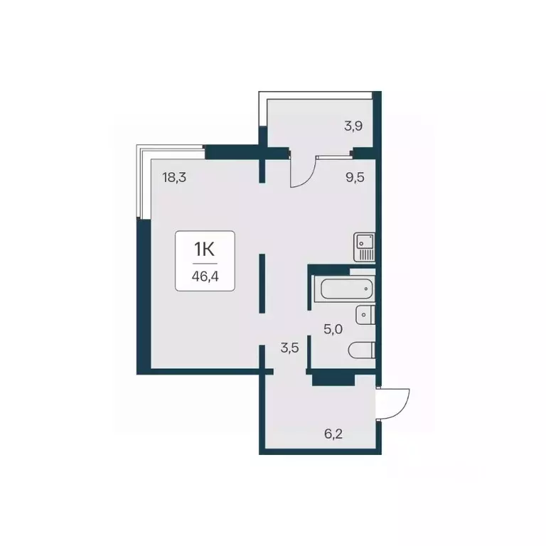 1-к кв. Новосибирская область, Новосибирск Игарская ул., 8 (46.4 м) - Фото 1