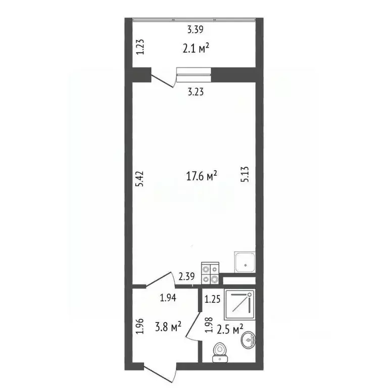 Студия Тамбовская область, Тамбов Свободная ул., 4к1 (27.9 м) - Фото 1