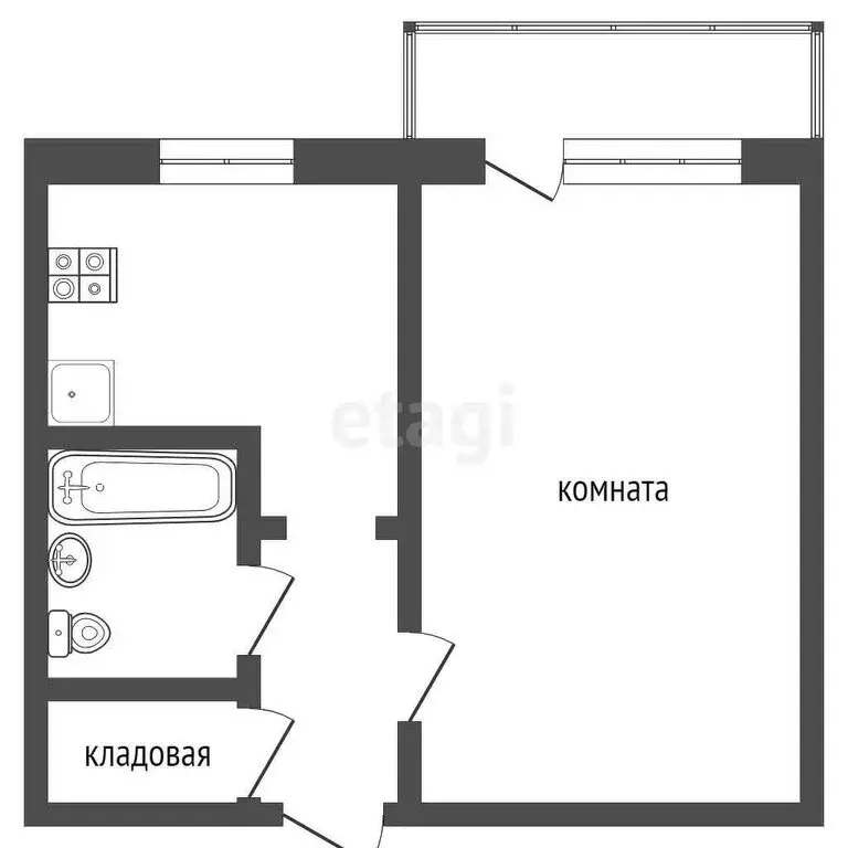 1-комнатная квартира: Верхняя Салда, улица Крупской, 30 (30.3 м) - Фото 0